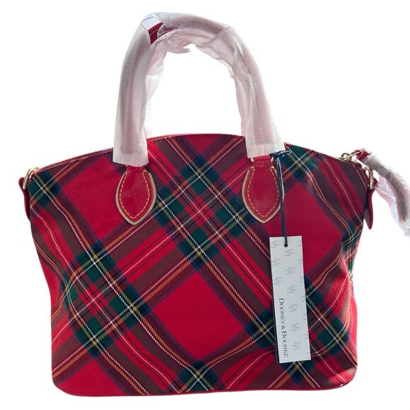 Dooney & Bourke Red Tartan Collection Satchel - Picture 4 of 16